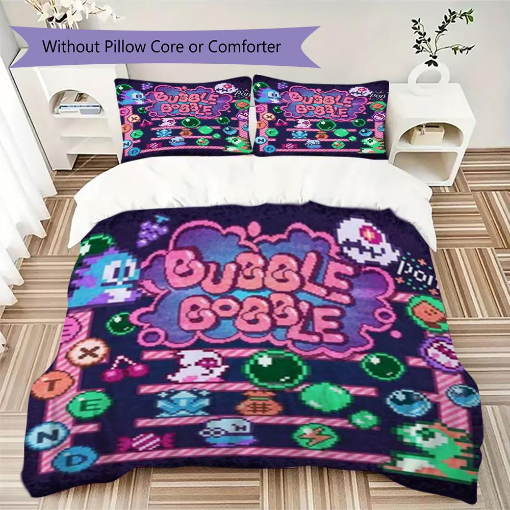 Bubble Bobble Pattern Bedding,Quilt Set Quilt Cover Pillowcase Home Birthday Gift(1 * duvet cover + 2 * pillowcase, without core)_lx