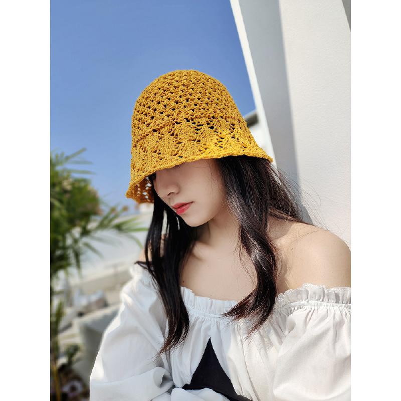Pălărie de vară cu țesătură goală pentru femei, respirabilă, umbrită, pliabilă