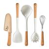 Silicone Kitchen 6-Piece Mini Cooking Set: Non-Stick Pan, Spatula, Spoon, Whisk, Storage Buckets.