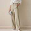 Einfarbige lässige Damen-Hose mit hohem Bund, plissiert, locker, Arbeitshose, Anzughose