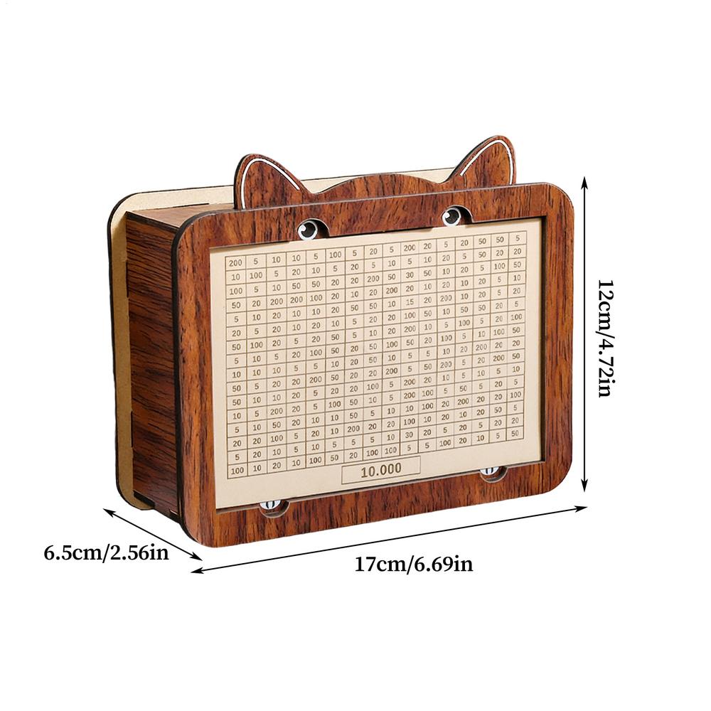 Money Saving Box Wooden Piggy Bank with Reusable Money Box with Saving Goal and Numbers Boxes with Savings Goals and Figures