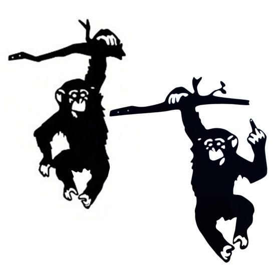 Middle Finger Monkey Silhouette Sign Weather-proof Heavy Duty Outdoor Garden Patio Yard Tree Hanging Hollow Metal Monkey Decoration Ornament