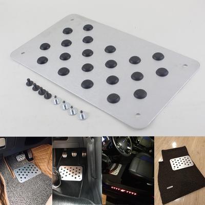 Universal Silver Car SUV Floor Mat Foot Heel Scuff Plate Carpet Patch Anti-slip