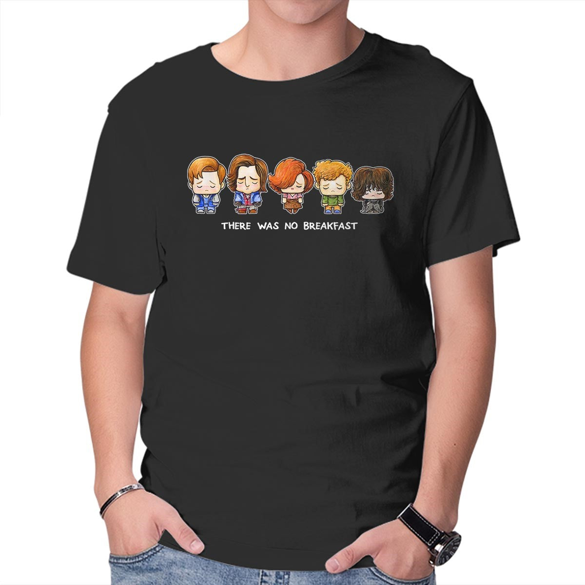 Unisex Crew Neck T-Shirt There Was No Breakfast Graphic Short Sleeve Casual Tee M