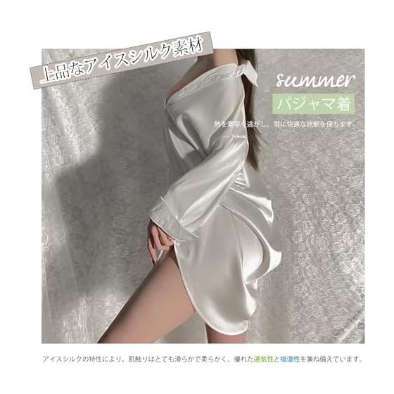 [YunXiozy Star] Pajama Specialty Store Women's 3/4 Sleeve Satin Sleepshirt with Shorts Button Down Nightgown Silk Nightshirt Pajamas Top Boyfriend