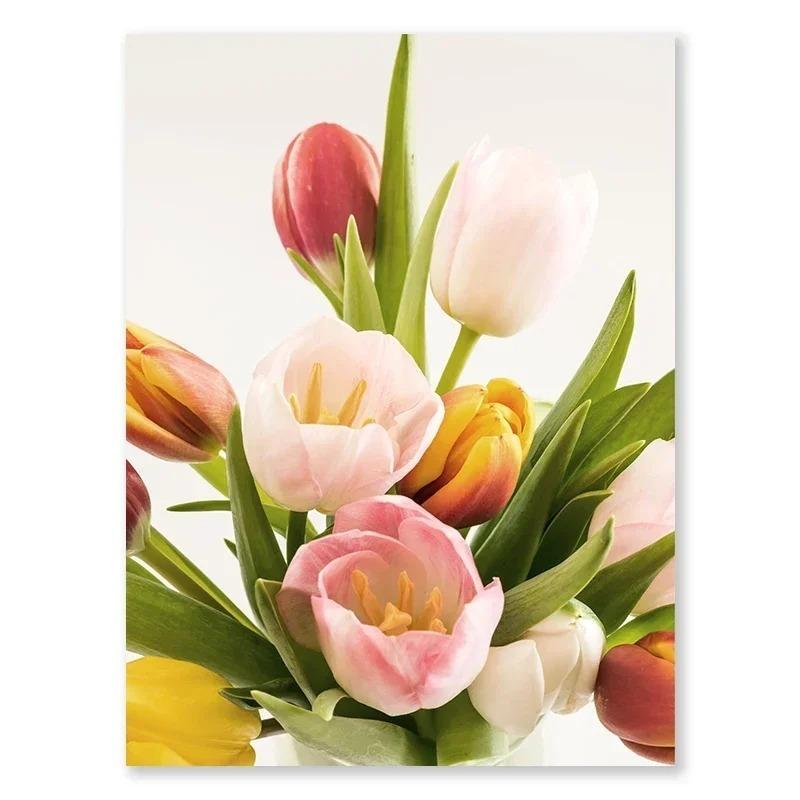 Boho Bunny And Flowers Decorative Easter Print Wall Art Poster Warm Modern Gallery Wall Living Room Decorative Canvas Painting