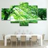 Wall Art Canvas Painting 5 Panel Modular Frame Green Art Tree Sunrise Picture Print On Modern Pictures Home Decor Picture No Frame