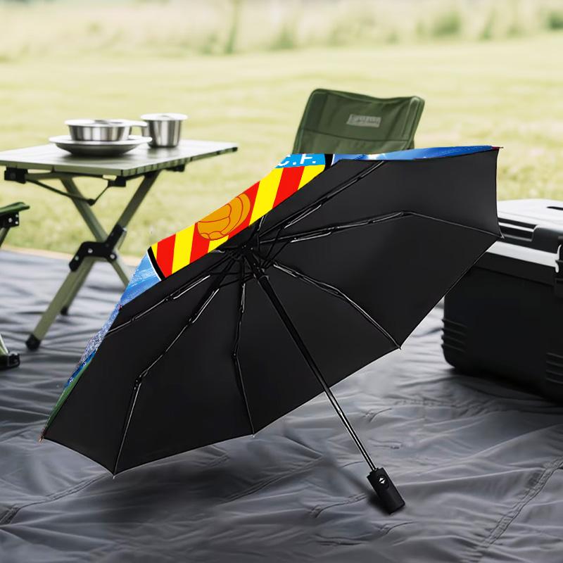 Valen-cia Crest Sunset Automatic Folding Umbrella - 8-Rib Travel Umbrella with Auto Open/Close & Portable Gifts for holidays or birthdays
