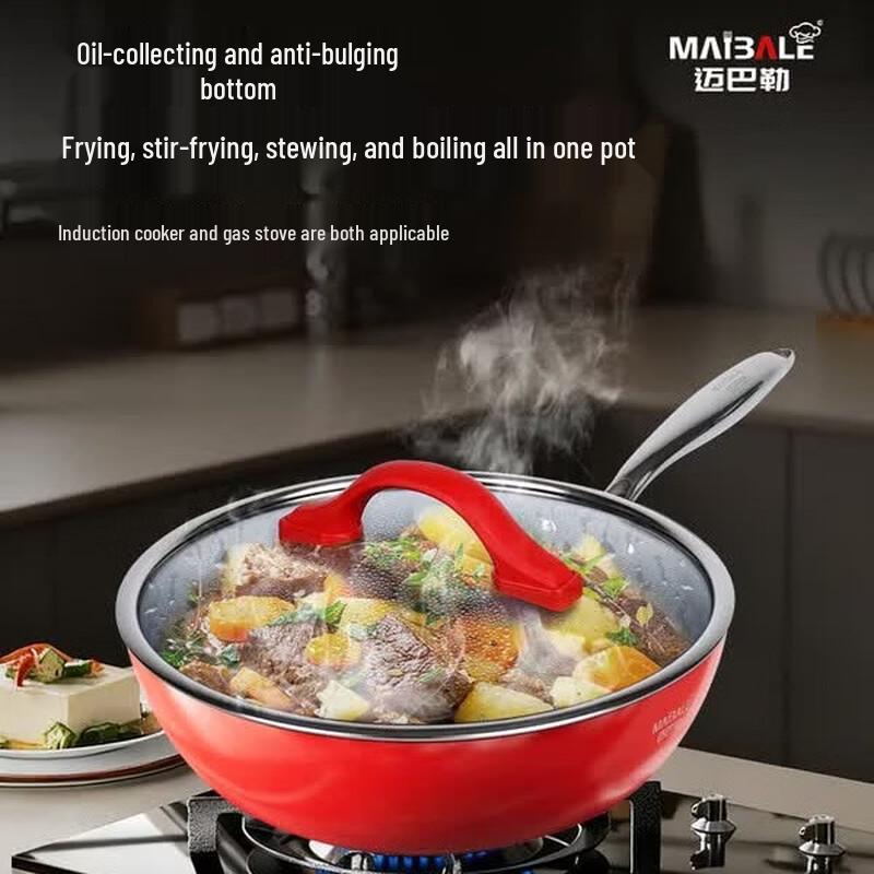 Mai Ba Le Titanium Color Non-Stick Ceramic Wok