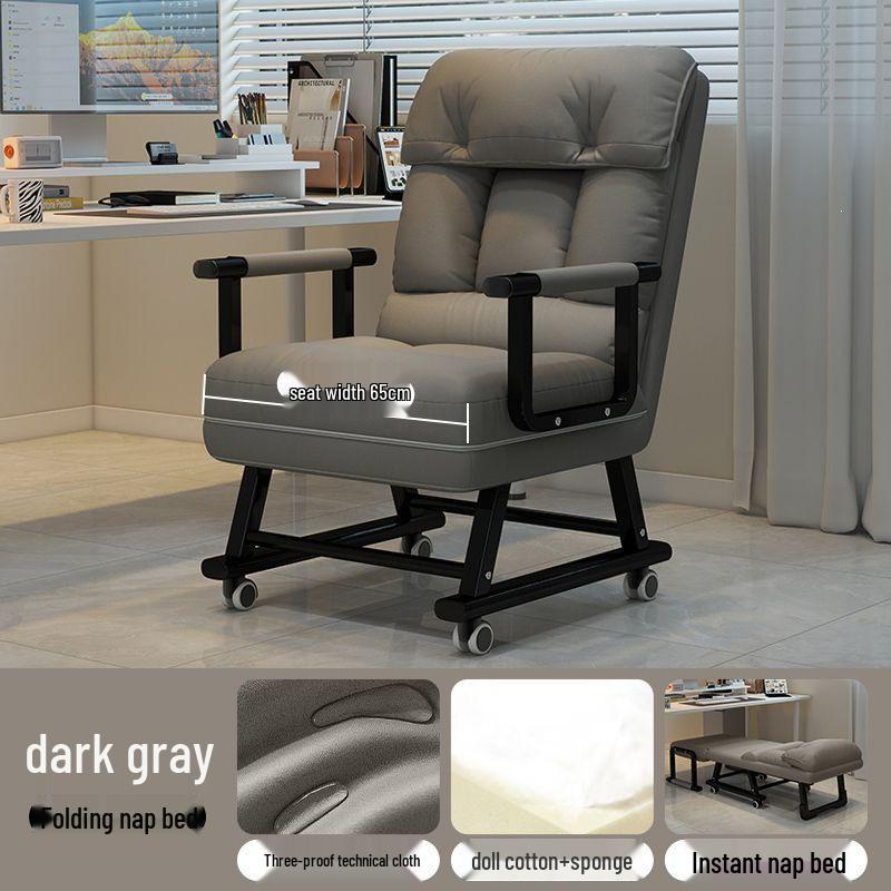 Movable Recliner Sofa Bed: Foldable Office Lunch Break Chair with Wheels for Home or Dorm Use