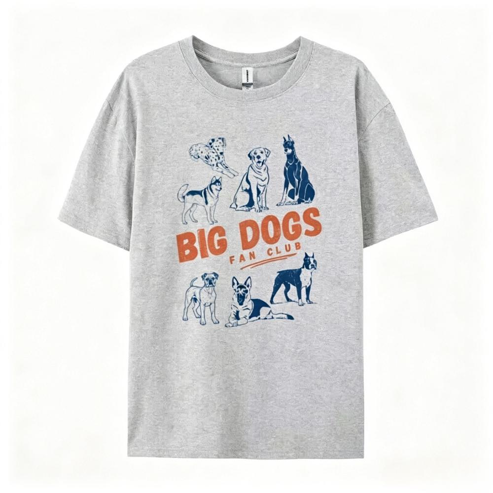Vintage Big Dogs Fan Club Graphic Tee Short Sleeve Cotton Tshirt For Dog Owners Animal Lovers Dog Mom Shirt For Unisex