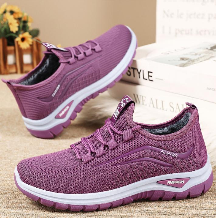 Winter Warme Gestrickte Pelz Mokassins Damen Sport Sneaker Weiblich Weiche Warme Bequeme Schuhe