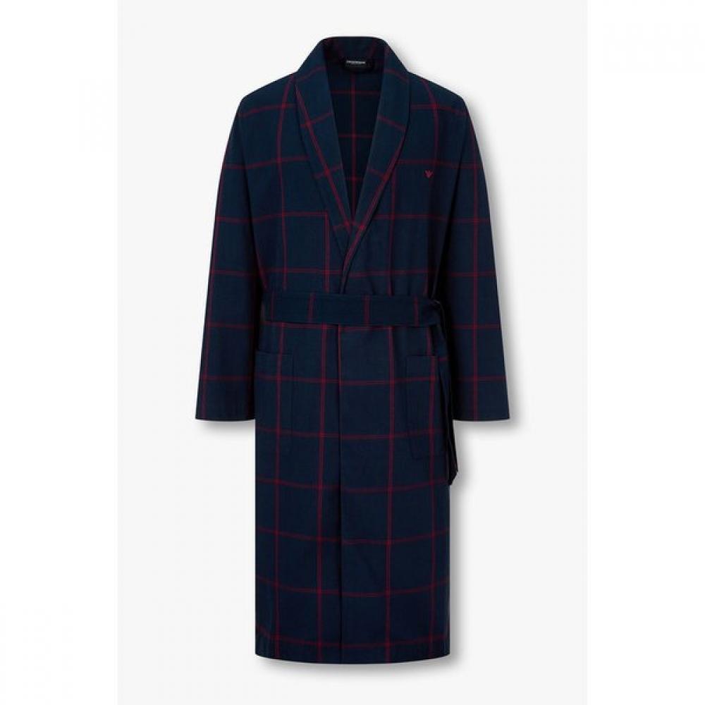Emporio Armani Мужской халат Хлопковый смесовый Клетка S/M
