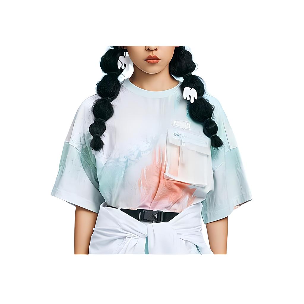 Puma X Pop Mart Collaboration Loose Short Sleeve Breathable T-Shirt Women Tops White All-Over-Print 534819-99