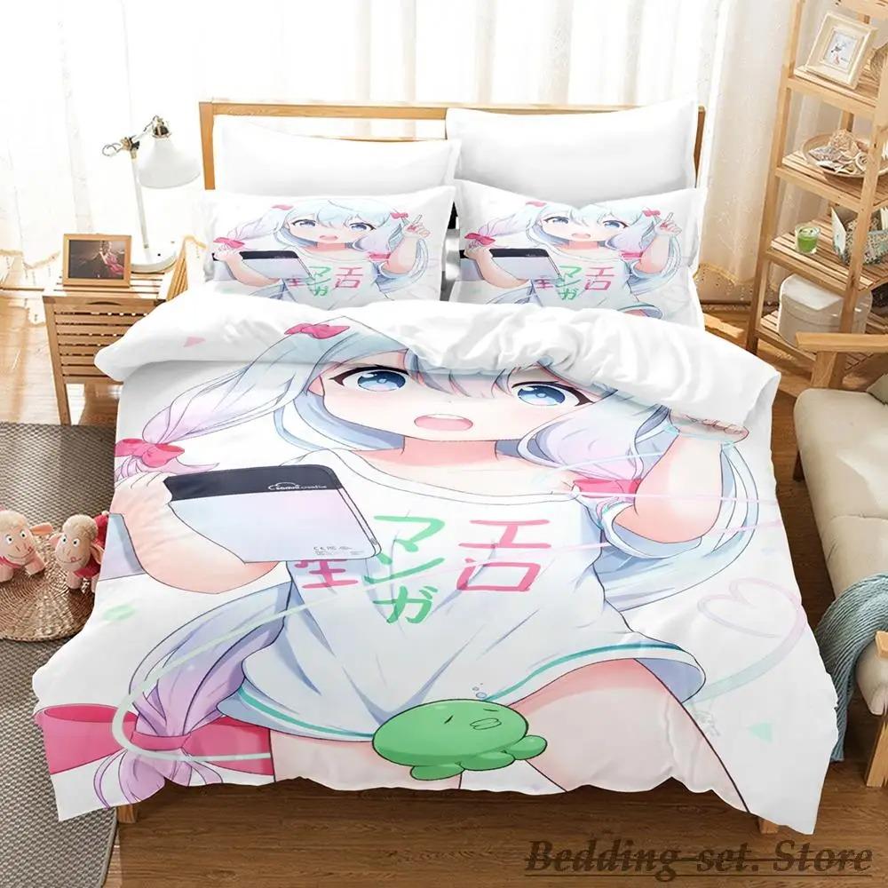 

Новый комплект постельного белья Sagiri Izumi с рисунком из мультфильма «Аниме» из трех предметов для взрослых и детей, комплект пододеяльников 3D Kawaii Girls 70x133cm 2pcs
