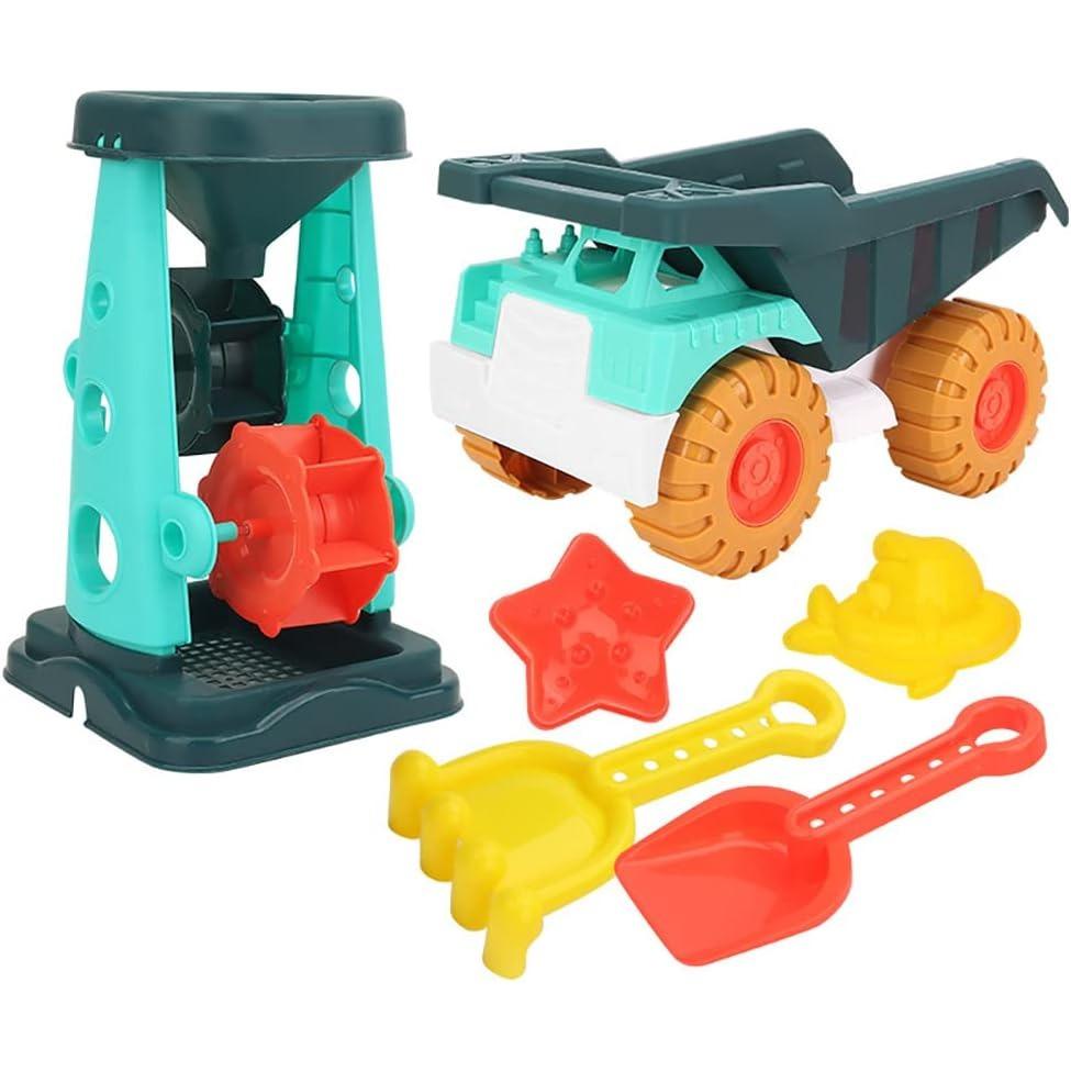 

Набор игрушек для игры с песком из 6 предметов: песочное колесо, грузовик, формочки для песка, ведро, лопатка, набор водных игрушек, игрушка для отдыха на открытом воздухе для мальчиков и девочек 3, 4, 5, 6, 7 лет 15.5*15.5*14.5cm,6Pcs зелёный