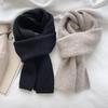Korean Solid Knit Scarf Women Winter Aesthetic Minimalist Soft Warm Lazy Style Neck Warmer