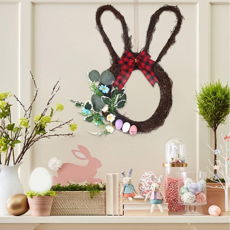 Handmade Easters Door Wreath with Rabbit and Bright Detail Display Garlands Perfect for Holiday Homes Decors
