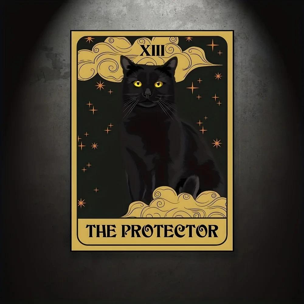 

Black Cat The Protector Canvas Painting Poster The Protector Cat Poster Wall Art for Living Room Home Room Decor No Frame 21X30CMNo Framed