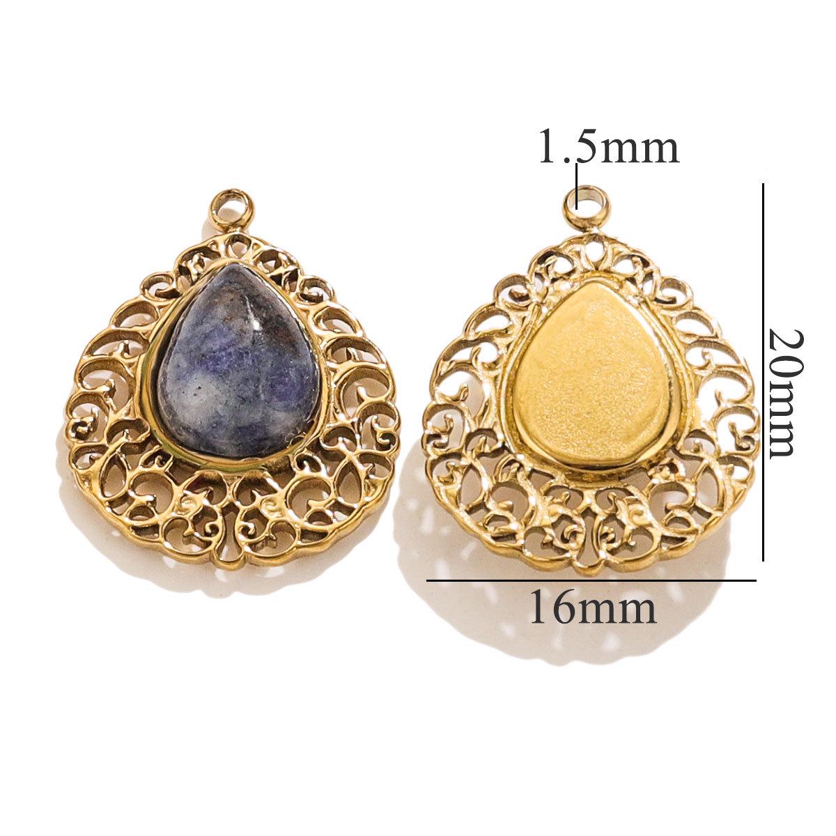 

Оригинальный кулон в форме капли: Нержавеющая сталь и натуральный камень, европейские и американские титановые украшения «сделай сам».