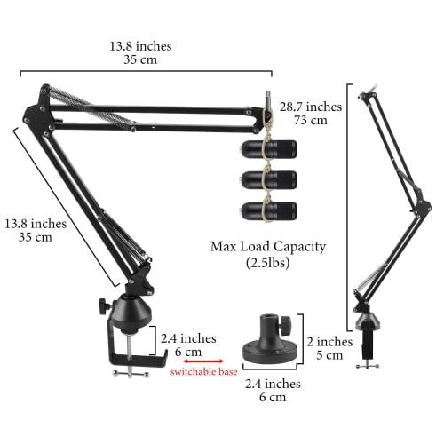 Geekria for Creators Microphone Arm Compatible with Fifine K669, K670, K670B, K658, K678, AmpliGame A6T, A8, Microphone Boom Arm Mount Adapter, Suspen