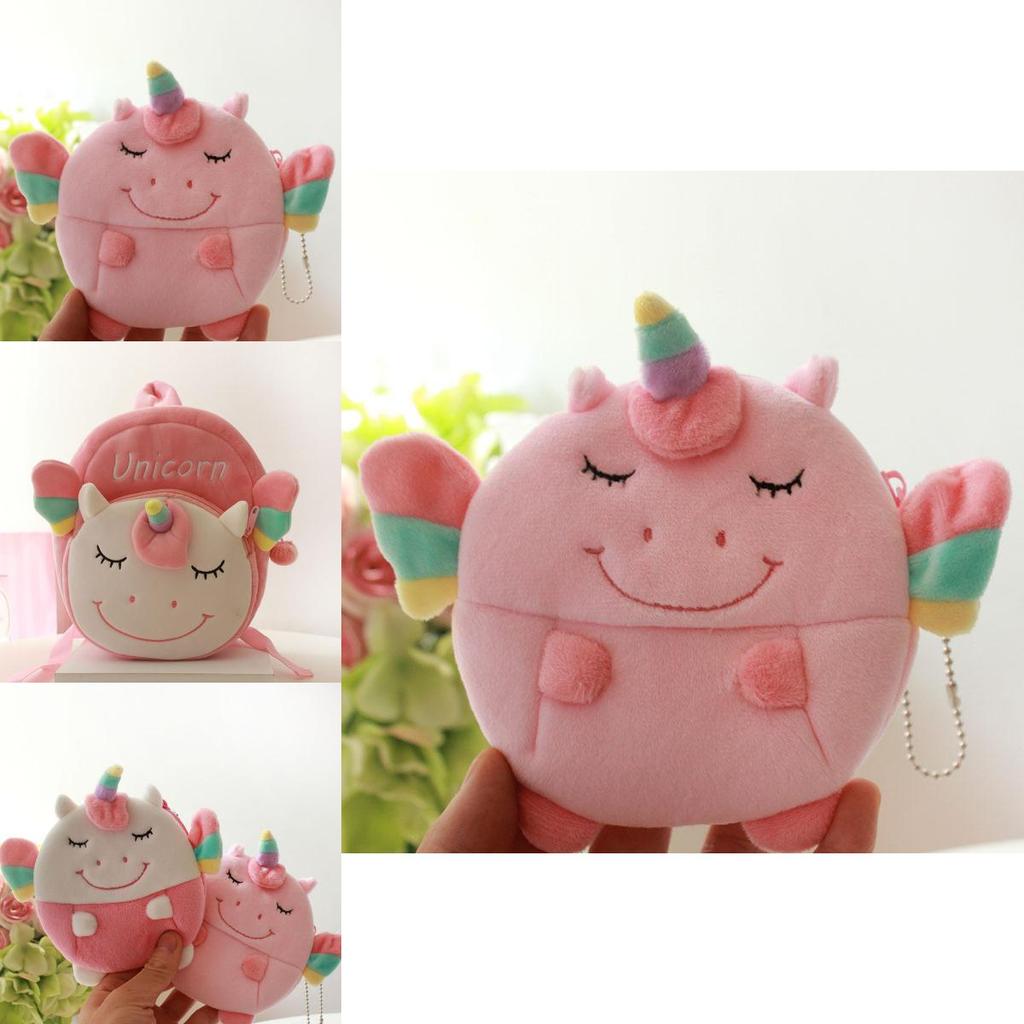 Kawaii Unicorn Plush Backpack For Kids With Soft Mini Coin Purse Pink And White Colors