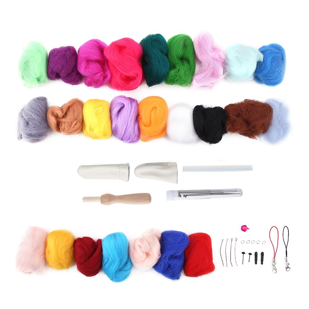 25 Colors Wool Roving Needle Felting Wool Kit for DIY Crafts Felting Beginners