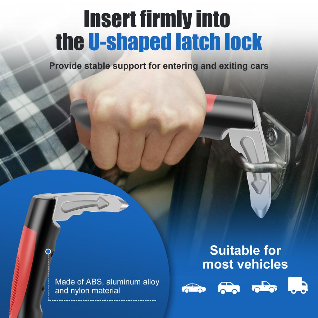 4Pcs Car Door Assist Handle for Elderly Window Breaker 2In1 Multifunctional Car Handle Assist Lightweight Car Door Latch Handle