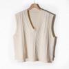 Women's Loose Fit Cable Knit V-Neck Sweater Vest - Autumn/Winter 2021, Thick OL Style, Korean Version.