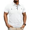 Men's Casual Short Sleeve Work Shirt Slim Fit Polo Style with Dual Chest Pockets Button and Zipper Closure Lightweight Fabric