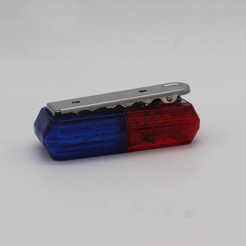 Thunderbolt No. 3: Red/Blue LED Safety Shoulder Clip Light with Flashing Signal and Security Warning for Cars. No Text