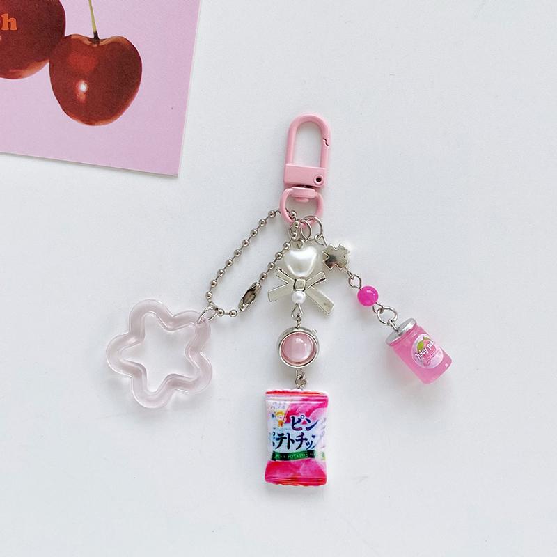 

Милый брелок-шнурок с желе, джемом и картофельными чипсами, креативный брелок для ключей в стиле Y2K, винтажная цепочка для телефона, подвеска для сумки, украшение, подарки розовый