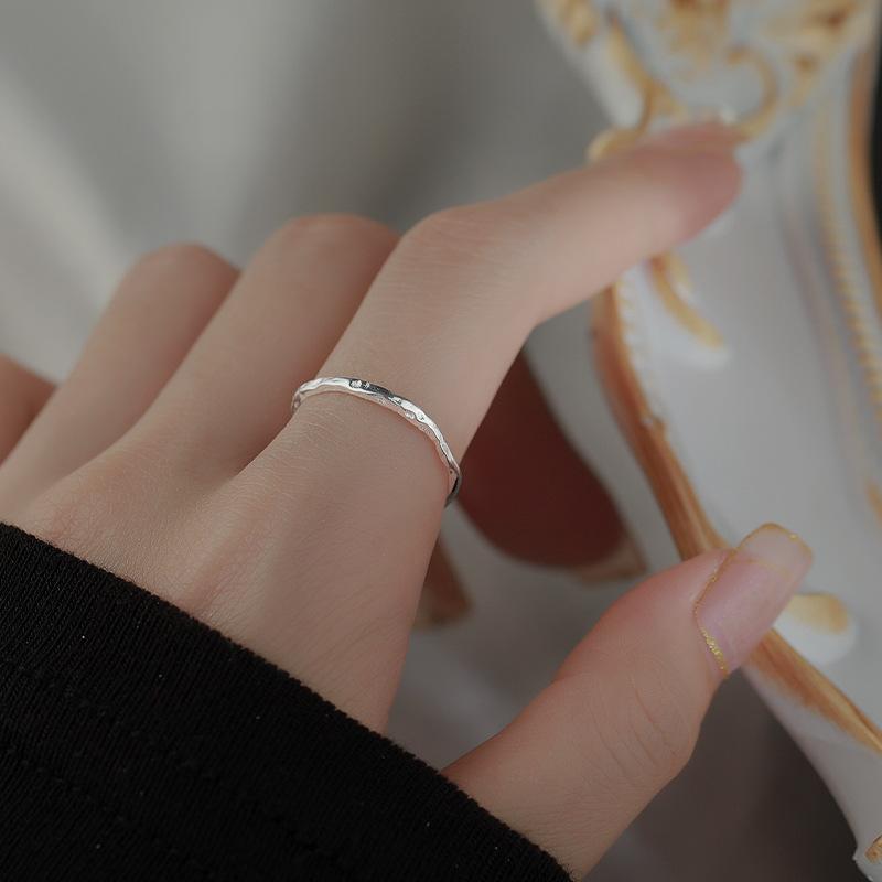 Bague texturée en argent sterling S925 pour femme, design simple, léger et luxueux, bracelet simple, ouverture réglable