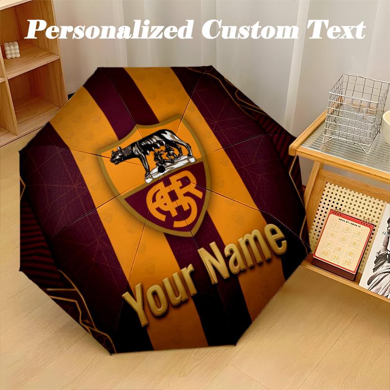 8 Rib Auto Folding Umbrella AS Roma Print Custom Name Text Portable Rain Gear