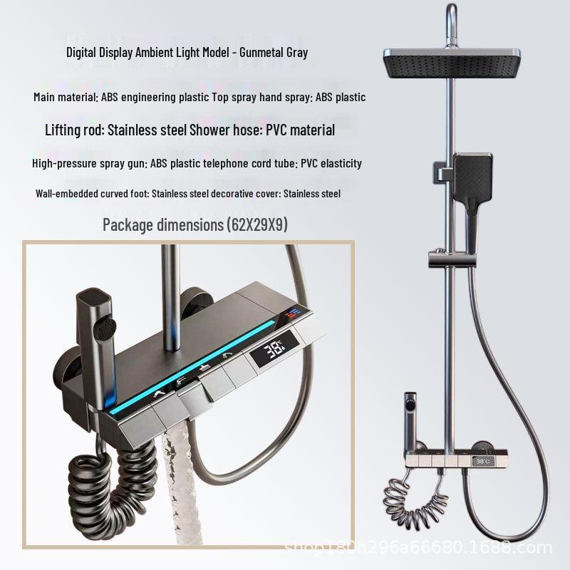 Smart Digital Display Copper Shower Head Set with Constant Temperature & Concealed Design