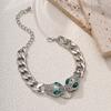 Luxurious snake shaped metal necklace, crystal snake buckle, gold and silver material, thick border chain, rhinestone decoration