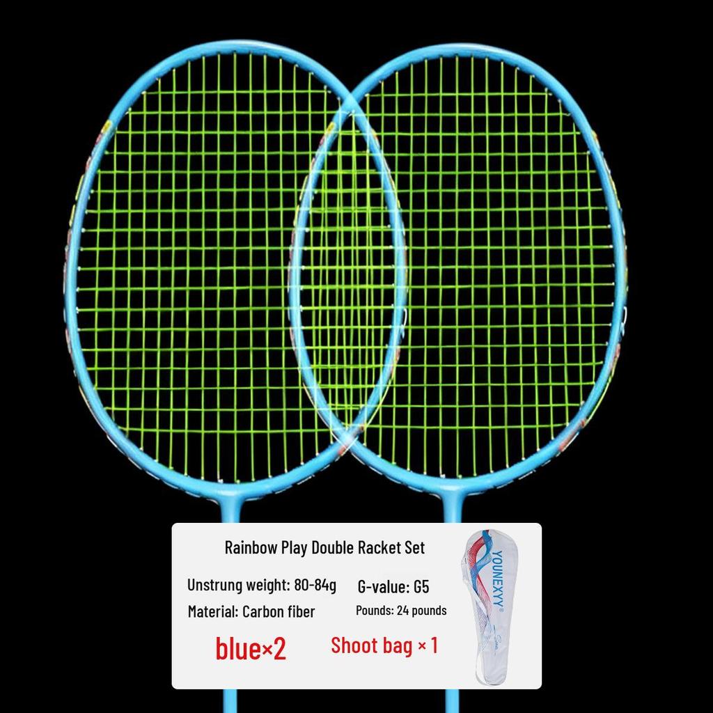 Full Carbon Fiber Badminton Racket Set for Men and Women - Durable, Lightweight, Offensive & Defensive, Professional Adult Singles & Doubles Play