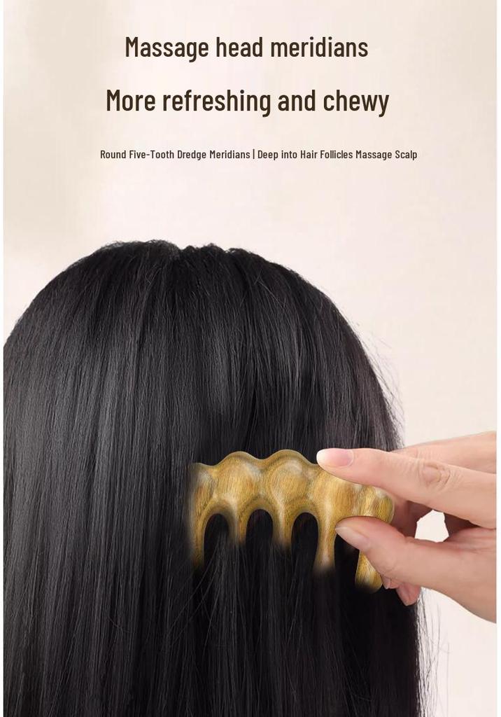 Green Sandalwood Coarse Teeth Massage Comb for Relaxing Scalp Care & Daily Use