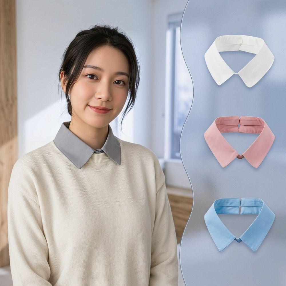 Solid Color Necktie Collar Lapel Design Shirt Faux Collar Versatile Decorative Single Collar  Women