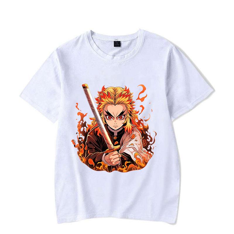 Hot Anime Rengoku Kyoujurou Print Short Sleeve T Shirts Men Women Shirts Summer Short Sleeved Loose Y2k Tops Size XXS-4XL