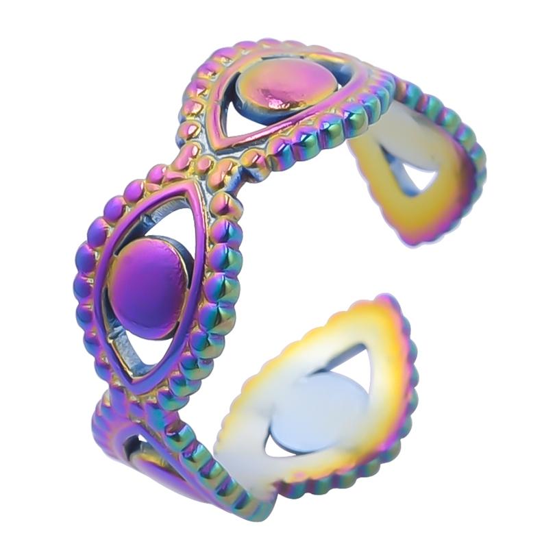Rainbow Color Stainless Steel Rings For Women Men Accessories Punk Hollow Geometric Snake Ring Fashion Jewelry Adjustable Bague
