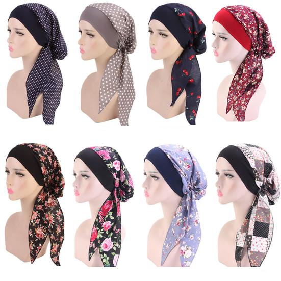Dámský pastorální elastický bavlněný turbanový klobouk Šátek bandana pirátská čepice pokrývka hlavy