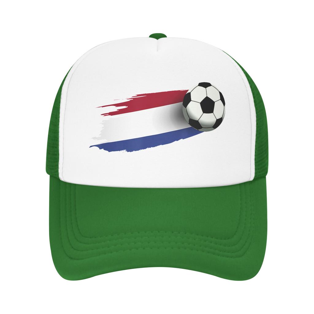 Netherlands Flag Soccer Ball Mesh Baseball Cap Adult Hip-Hop Sun Hats  Dad Hat Breathable Summer Trucker Hats