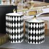 Ceramic Jar Storage Tank with Cover Geometry Black White Grid Storage Jar Candy Jar Food Storage Box Organize Container Box Vase