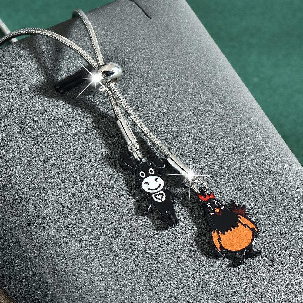 

Titanium Steel Trendy Snake Chain Necklace Featuring Colorful Bird Pendant Fashion For Colorful Necklace