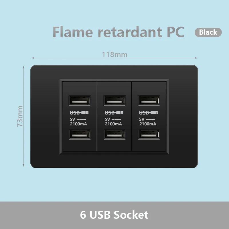 118 Type Brazil Korea Universal Usb Wall socket,White PC Panel Charging port,US Italy Chile Double USB 2.1A 5V Power Plug Outlet