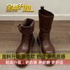 Maillard Brown Boots Platform Black Short Boots Women's 2025 New Autumn Retro Women's Shoes British Martin Boots