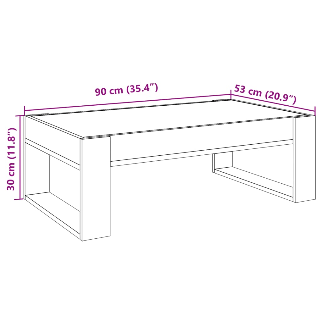 Infinity LED Coffee Table in Concrete Grey 90 x 53 x 30 cm