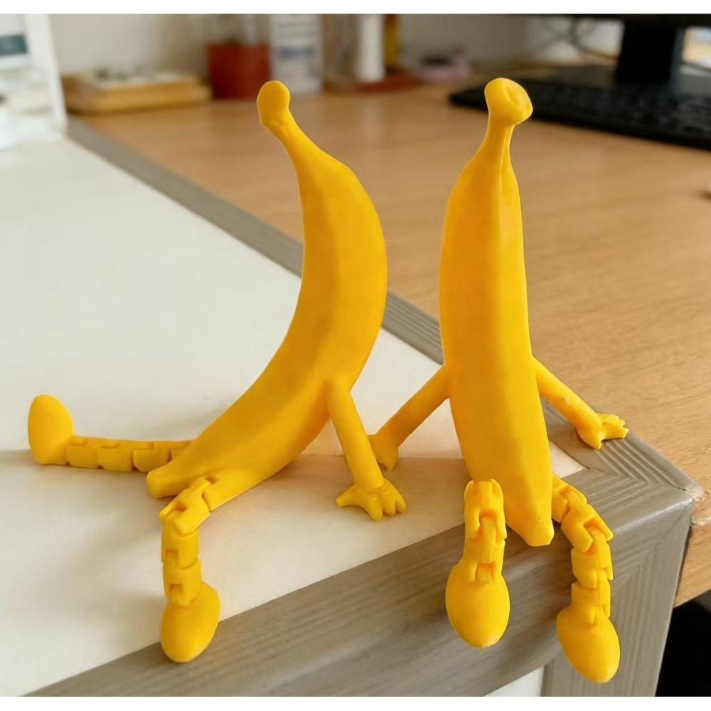 1PC 3D Printed Naughty Banana, Refuse Anxiety, Banana-free Desktop Ornament Gift, Movable Joints, Minions