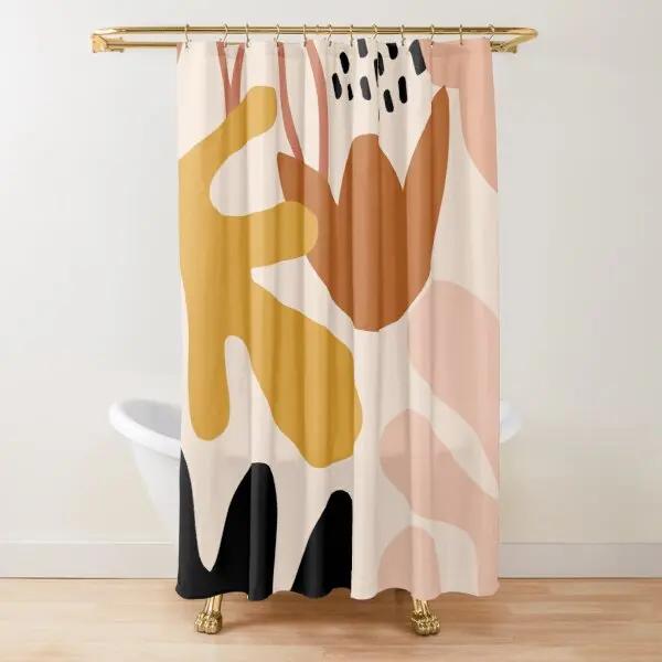 Abstract Matisse Flower Art Shower Curtain Modern Geometric Simple Aesthetic Pastel Boho Trendy Bathroom Curtain Decor with Hook